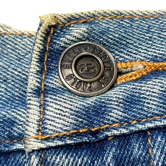 Rare Vintage 90s Paolo Gucci Tupac Biggie Wide Leg Jeans 34 - Picture 3 of 10